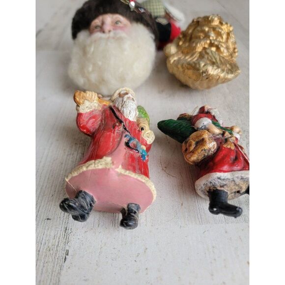 Santa Claus face Golden variety toy bag ornament set Xmas rustic - Picture 3 of 12